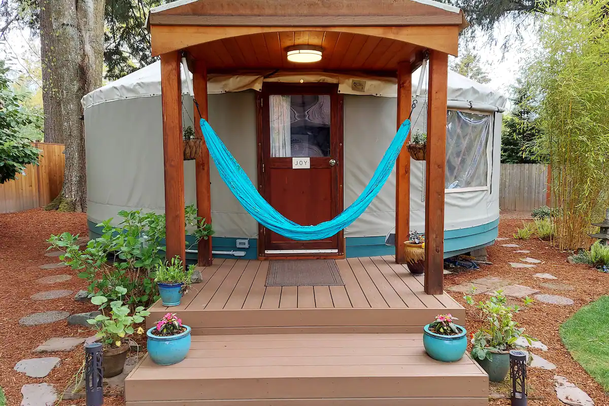 Garden Home Backyard Yurt Rental in Oregon